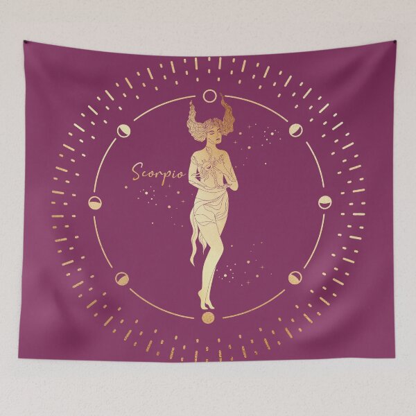 Item preview, Scorpio Woman caring for a Crab with love in the night sky with stars - Pink designed and sold by Breece.