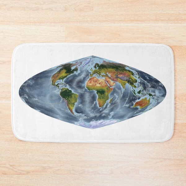 Item preview, Craster Parabolic projection - World Relief Map showing land and oceans designed and sold by ThinkAboutMaps.