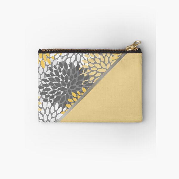 Item preview, Floral and Color Block Art, Yellow, Charcoal and Grey, Modern Print Art designed and sold by meggydesigns.