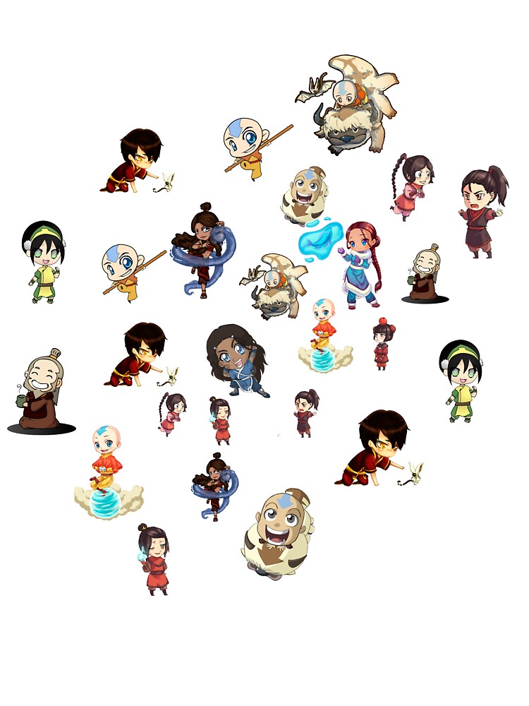 Avatar the Last Airbender Chibi Gaang Sticker Sticker for Sale by  jacqstoned  Redbubble