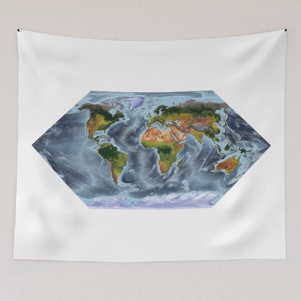 Item preview, Eckert I projection - World Relief Map showing land and oceans designed and sold by ThinkAboutMaps.