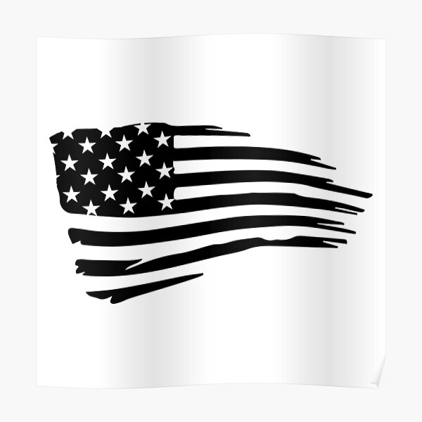 Distressed Tattered American Flag Svg Digital Download Poster By Zakariabdr Redbubble