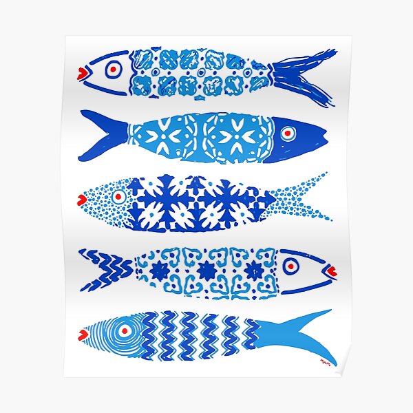 Portuguese Tile Sardines Poster
