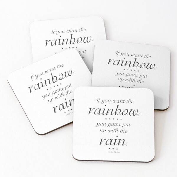 Item preview, If You Want the Rainbow, You Gotta Put Up With The Rain Dolly Quote in Minimal White and Black Typography Design designed and sold by Kristen Glanzmann.