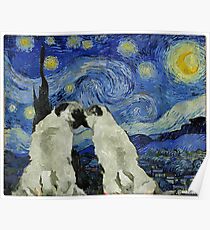 Starry Night Pugs Poster