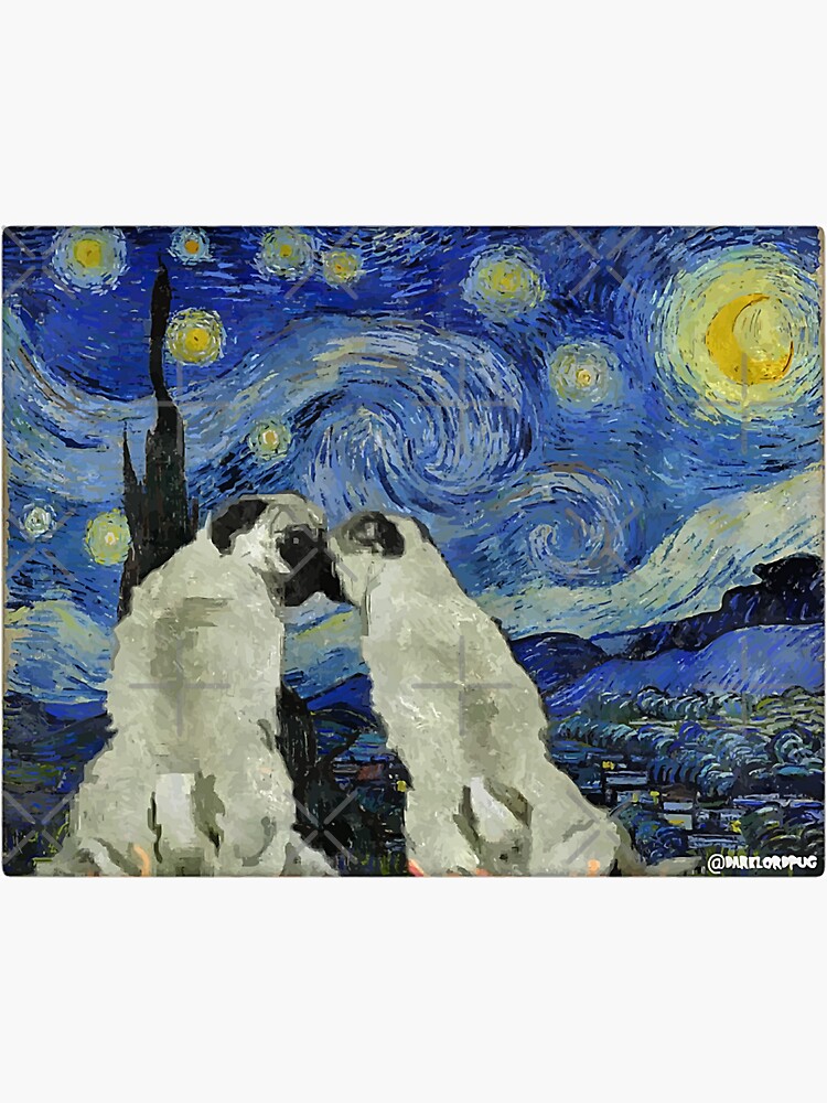 Starry Night Pugs by darklordpug