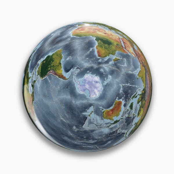 Item preview, WGS 84 EASE Grid South projection - World Relief Map showing land and oceans designed and sold by ThinkAboutMaps.