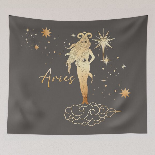 Item preview, Aries Woman in the Stars Gliding on a Cloud - Gray designed and sold by Breece.