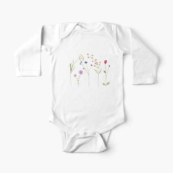Wildflower Watercolour Tatra Cottage Long Sleeve Baby One-Piece