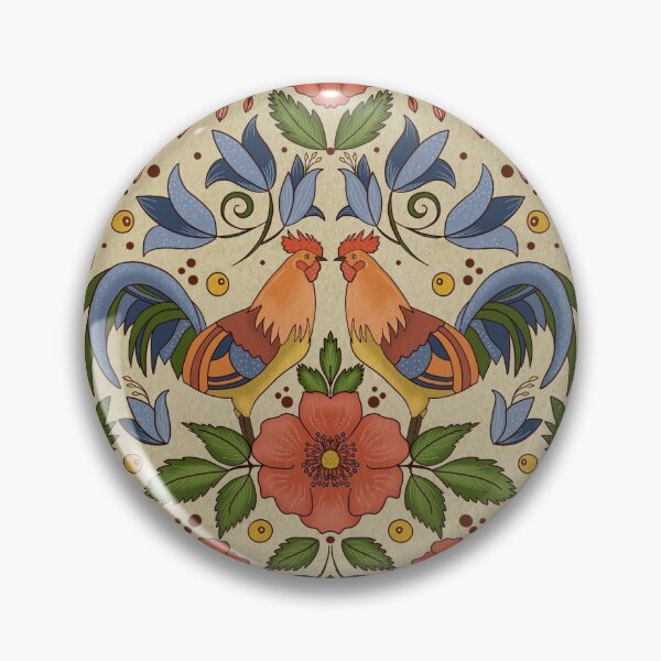 Item preview, Cool folk style rooster and flowers pattern  designed and sold by Sitenkovamary.