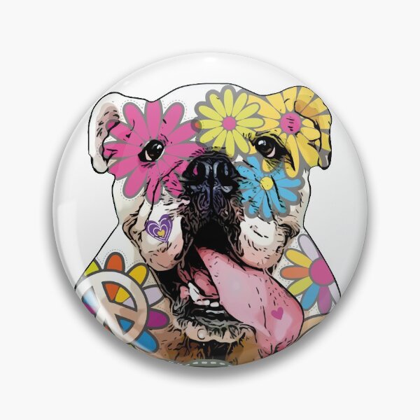 Item preview, English Bulldog - Flower Power designed and sold by PrettyPittie Shop.