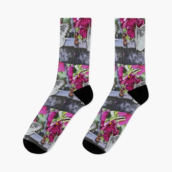 Item preview, Cabbage Moth on Pink Flowers designed and sold by ReneeKennedy.