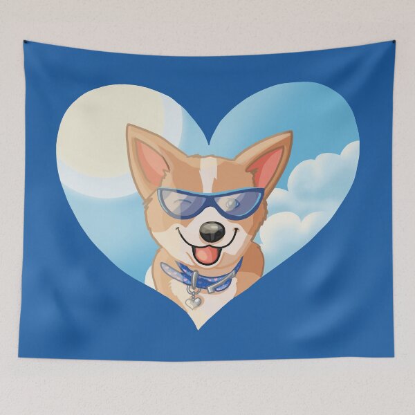 Item preview, Corgi in the summer, winking corgi wearing sunglasses designed and sold by Sofia Dimitriadou.