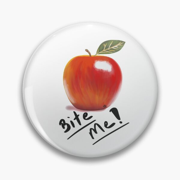 Item preview, Red Apple Illustration with handwritten Bite Me!  designed and sold by MFGB-Creations.