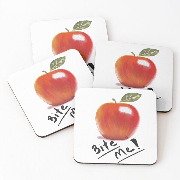 Item preview, Red Apple Illustration with handwritten Bite Me!  designed and sold by MFGB-Creations.