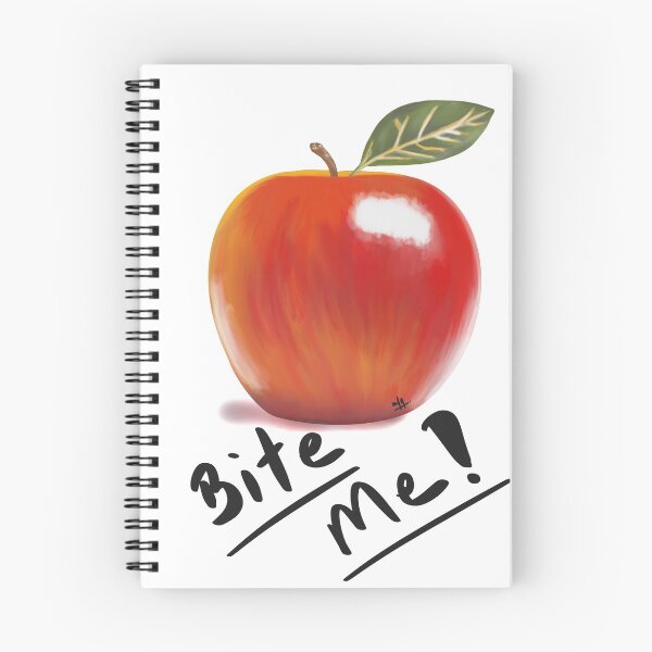 Item preview, Red Apple Illustration with handwritten Bite Me!  designed and sold by MFGB-Creations.