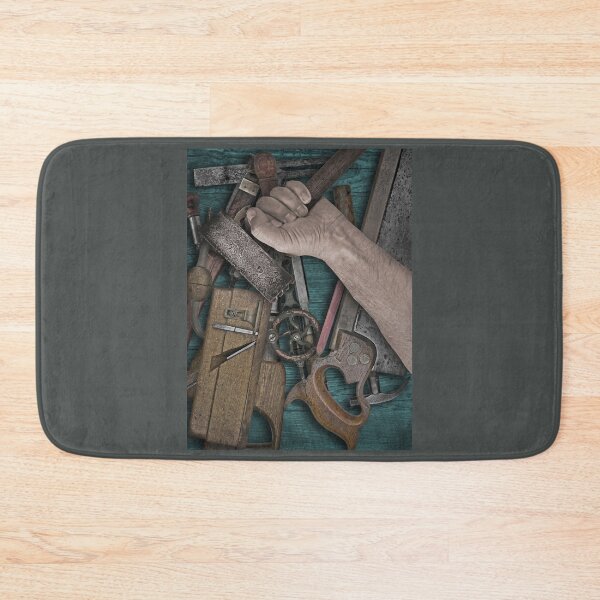 Item preview, vintage woodworking tools on wooden bench designed and sold by Val Goretsky.