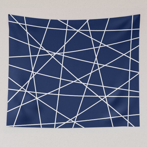 Item preview, Geometric Lines (white/navy blue) designed and sold by Design Minds Boutique.