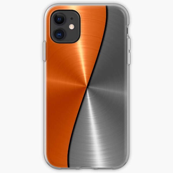 Orange and Silver Stainless Shiny Steel Metal iPhone Soft Case
