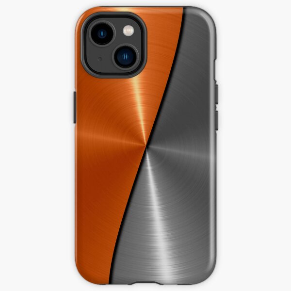 Orange and Silver Stainless Shiny Steel Metal  iPhone Tough Case