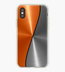 Orange and Silver Stainless Shiny Steel Metal iPhone Case
