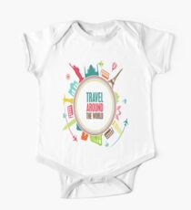 travel around the world Short Sleeve Baby One-Piece