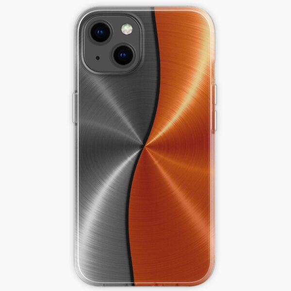 Orange and Silver Stainless Shiny Steel Metal iPhone Soft Case