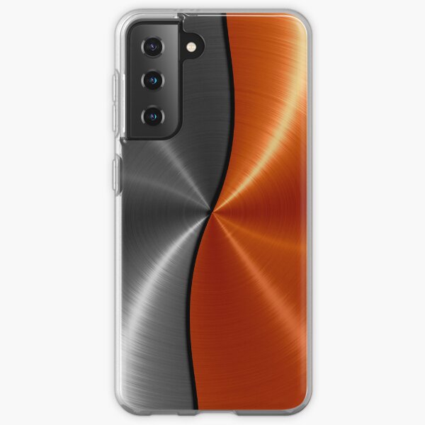 Orange and Silver Stainless Shiny Steel Metal Samsung Galaxy Soft Case