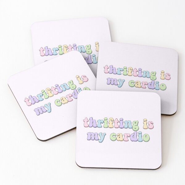 Artikelvorschau, Sparsamkeit ist so viel besser für unsere Geldbörsen und unseren Planeten! Dieser Entwurf kennzeichnet einige funky 70s inspirierte Schriftart, die "Thrifting is my cardio" in den pastellfarbenen Regenbogenfarben buchstabiert. Ich hoffe du magst es! entworfen und verkauft von kassiopeiia.