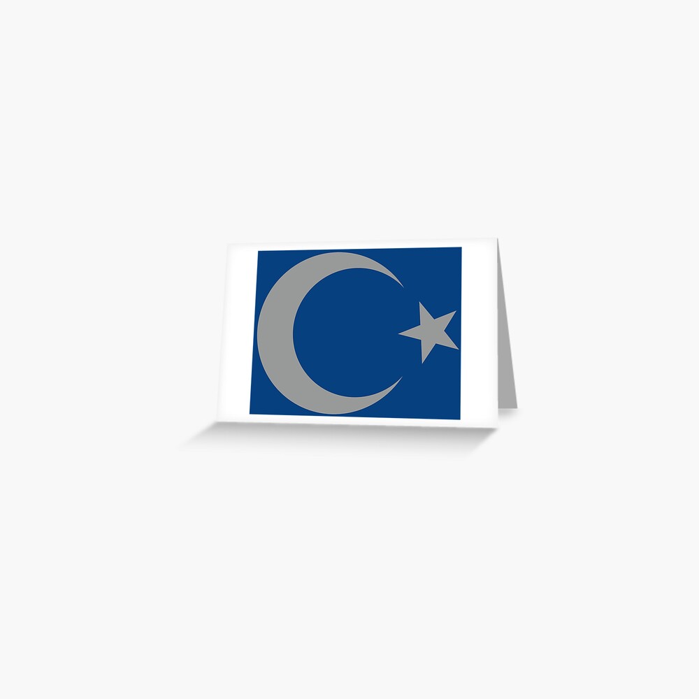 Turkische Flagge Mond Stern In Grau Farbe Blau Kunstdruck Von Emeksedesign Redbubble