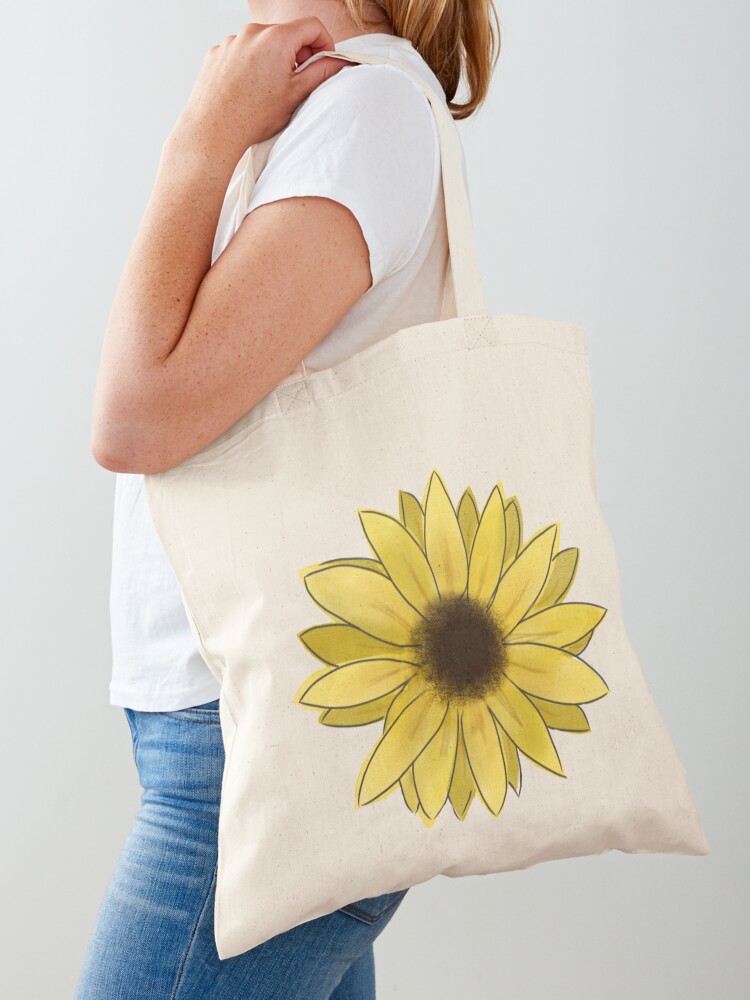 S06 Sunflowers in milk jug cotton shopping shoulder beach tote bag eco friendly 