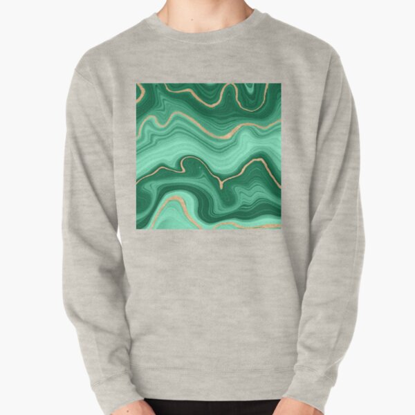 Green Malachite Geode & Gold Pullover Sweatshirt