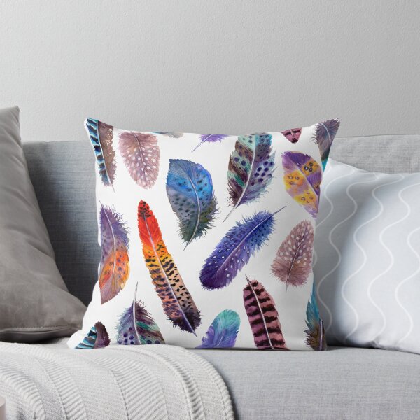 Item preview, Hand drawn watercolour bird feathers vibrant bright seamless pattern illustration. designed and sold by olgersart.