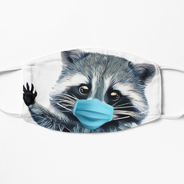 Funny Raccoon Printed Short Sleeve Graphic T-Shirt- Medical blue face mask, Raccoon Shirt Trash Panda Classic T-Shirt Flat Mask