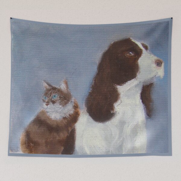 Item preview, "Furry friends"- a Dog and Cat Oil Painting designed and sold by AbbysArtz.