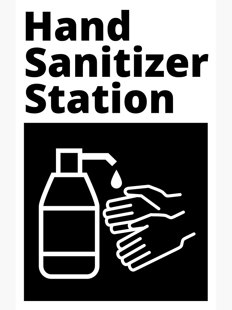 Artwork view, Black and White Hand Sanitizer Station Sign designed and sold by SocialShop