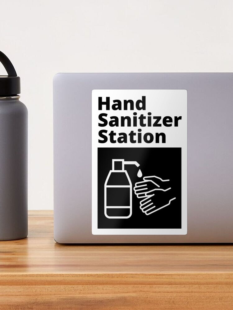 Thumbnail 1 of 3, Sticker, Black and White Hand Sanitizer Station Sign designed and sold by SocialShop.