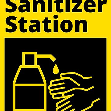 Artwork thumbnail, Hand sanitizer station - black and yellow sign by SocialShop