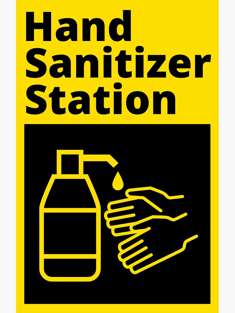 Artwork view, Hand sanitizer station - black and yellow sign designed and sold by SocialShop