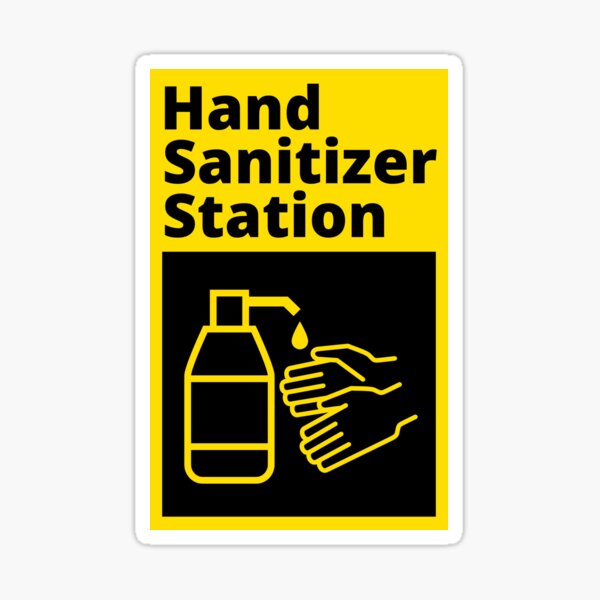 Item preview, Hand sanitizer station - black and yellow sign designed and sold by SocialShop.
