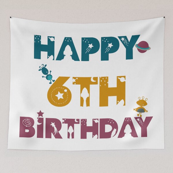 Item preview, Happy 6th Birthday space, Alien designed and sold by marosharaf.
