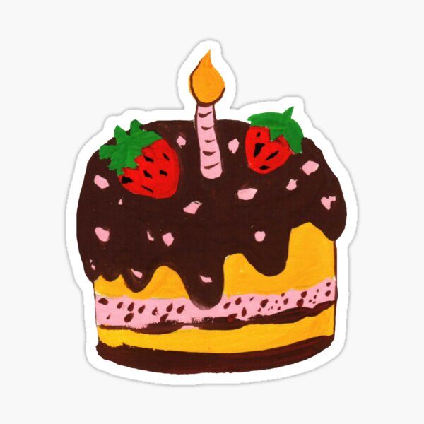 My Birthday Cake Recipe - Pink, Yellow, Chocolate Sticker