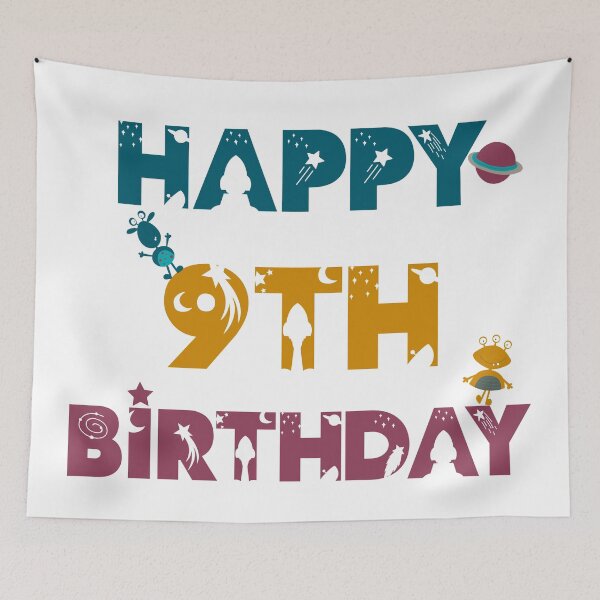 Item preview, Happy 9th Birthday space and Galaxy designed and sold by marosharaf.