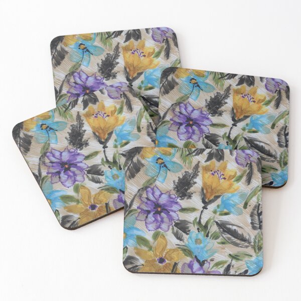 Item preview, Watercolor Brushy Abstract Floral on Beige Ground designed and sold by Leslie Rogers Todder.