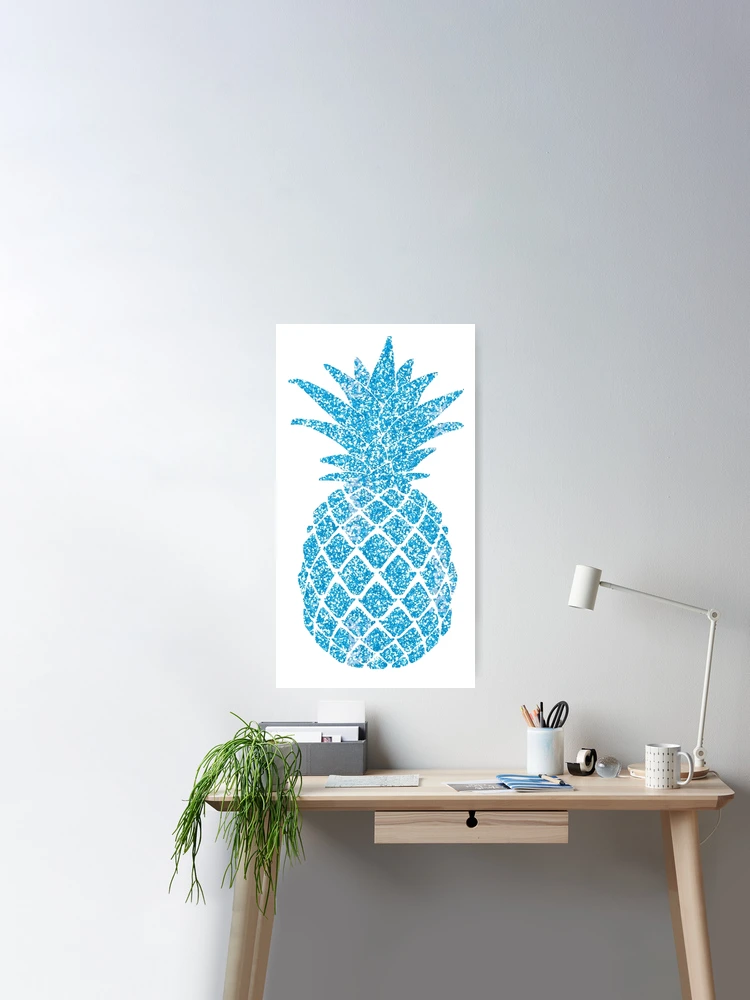 Pastel Blue Pineapple - Blue Glitter Ananas | Poster