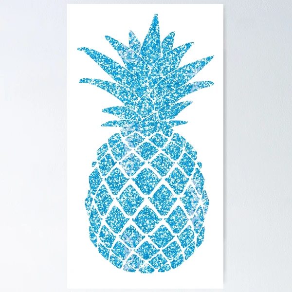 Pastel Blue Pineapple - Blue Glitter Ananas | Poster