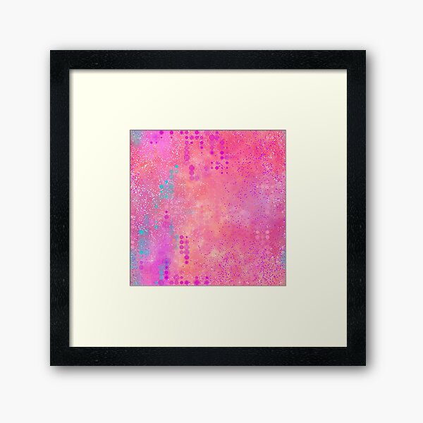 Abstract Watercolor Pink and Orange Sherbet + Sparkles Framed Art Print