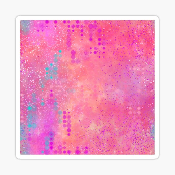 Abstract Watercolor Pink and Orange Sherbet + Sparkles Sticker