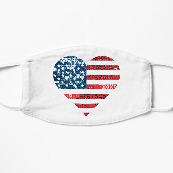 usa flag heart sequin print Flat Mask