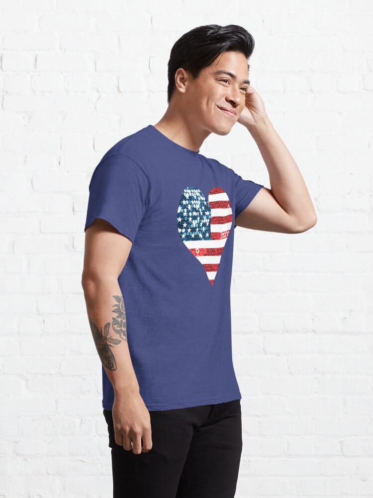 Discover usa flag heart sequin print | Classic T-Shirt